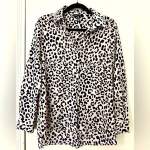 Ellen Tracy Leopard ButtonDown Blouse - M